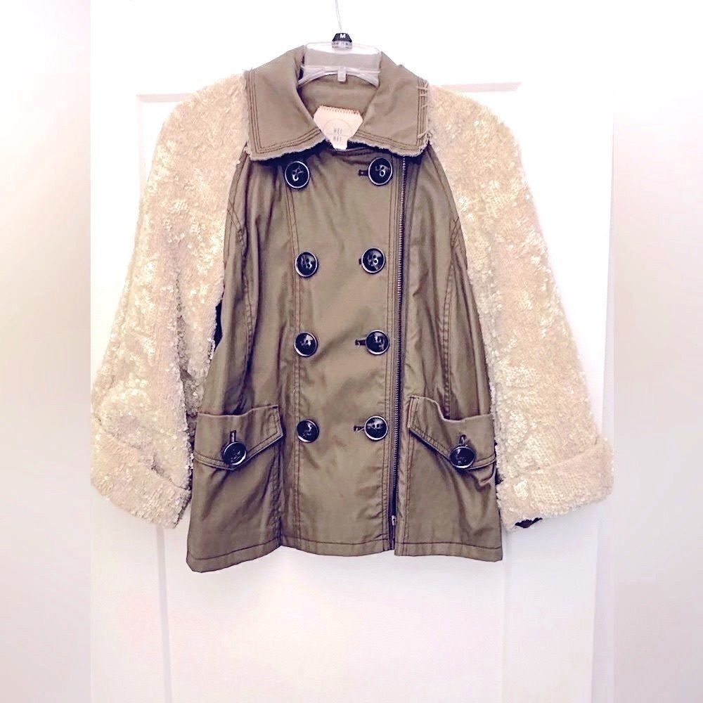 Anthropologie Hei Hei Sequin Sleeve Swing Jacket